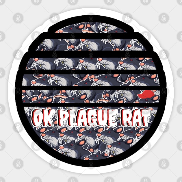 OK Plague Rat One Red Hat Crowd Design Retro Sun Shape Sticker by aaallsmiles